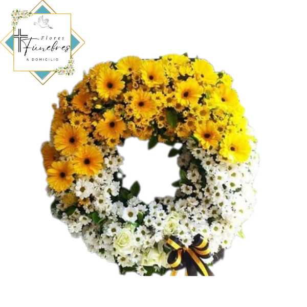 CORONA MITAD GERBERAS Y MITAD ROSAS 50 CM