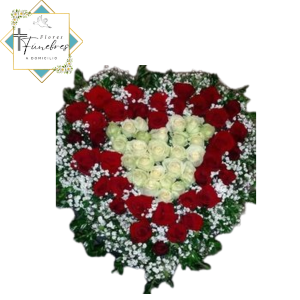 CORONA CORAZON RELLENO 60 CM EN ROSAS