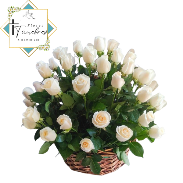 CANASTA CONDOLENCIAS  DE 30 ROSAS ECUATORIANAS