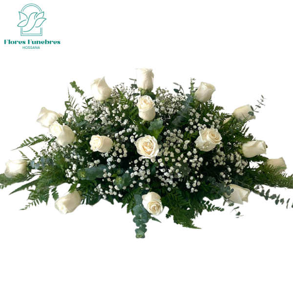 CUBRE URNA FUNEBRE 15 ROSAS, FOLLAJE